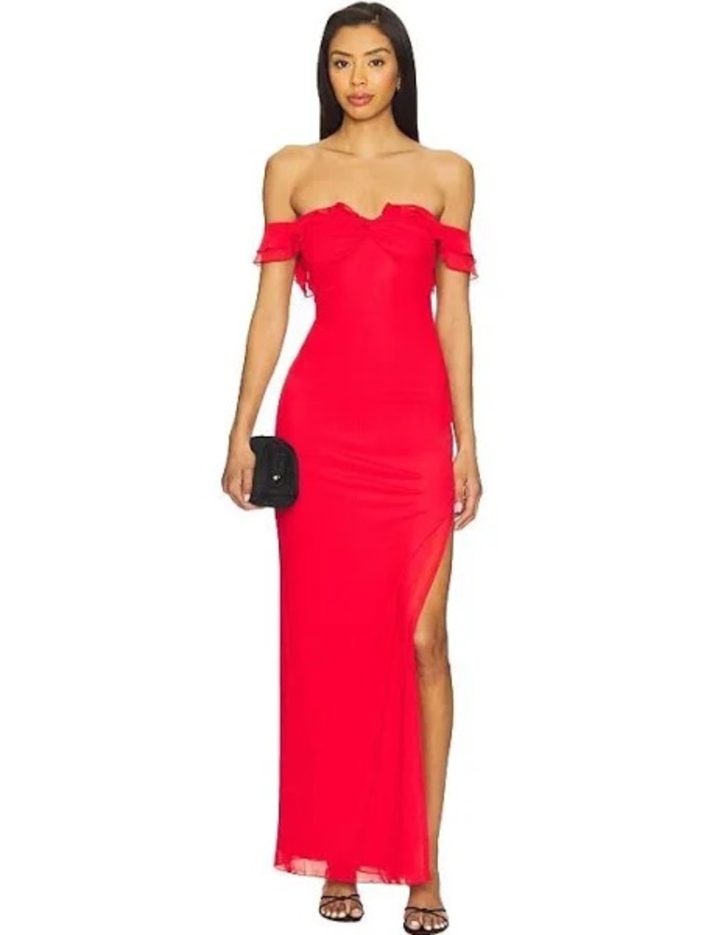 Red Strapless Off-Shoulder Maxi Dress with Ruffles XL NWT